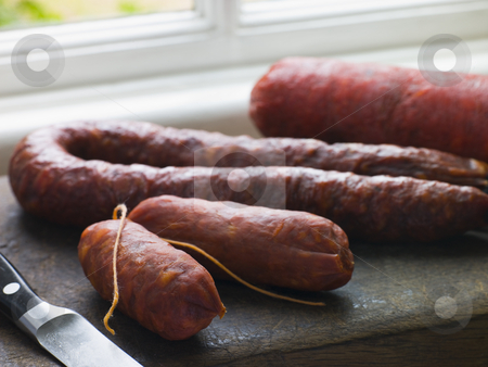 To use this stock image in your creative project, please select the size you need over to the right and click the "Add to Cart" button.
Your downloaded image will come with the Cutcaster watermark removed so don’t worry about the watermark you see on this page. Selection of Spanish Sausages stock photo, by Monkey Business Images