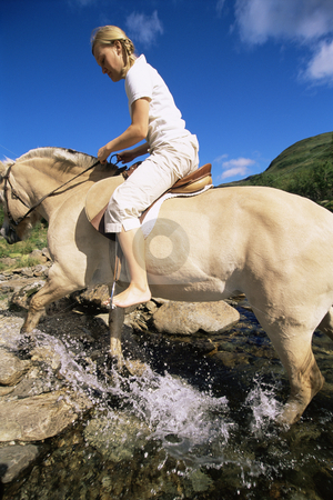 To use this stock image in your creative project, please select the size you need over to the right and click the "Add to Cart" button.
Your downloaded image will come with the Cutcaster watermark removed so don’t worry about the watermark you see on this page. Young woman crossing a river by horse stock photo, by Monkey Business Images