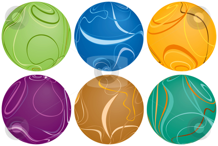To use this stock image in your creative project, please select the size you need over to the right and click the "Add to Cart" button.
Your downloaded image will come with the Cutcaster watermark removed so don’t worry about the watermark you see on this page. Six Swirly Balls stock vector clipart, Six Swirly Balls by Adrian Sawvel