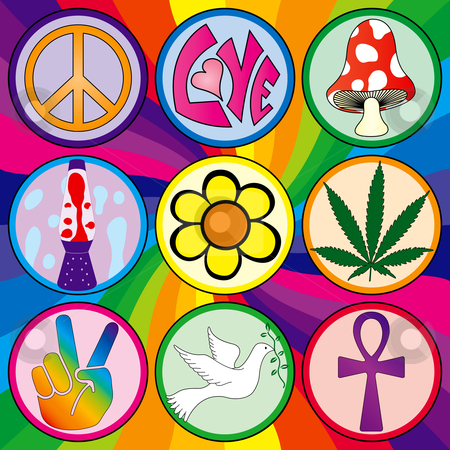 To use this stock image in your creative project, please select the size you need over to the right and click the "Add to Cart" button.
Your downloaded image will come with the Cutcaster watermark removed so don’t worry about the watermark you see on this page. Nine 60s icons on a rainbow background stock vector clipart, Nine 60s icons on a rainbow background on three layers for easy separation and editing by Adrian Sawvel