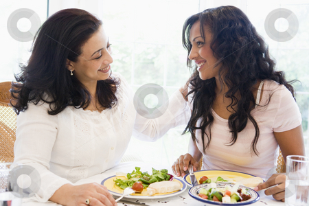 To use this stock image in your creative project, please select the size you need over to the right and click the "Add to Cart" button.
Your downloaded image will come with the Cutcaster watermark removed so don’t worry about the watermark you see on this page. Two women enjoying a meal together stock photo, by Monkey Business Images