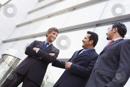 To use this stock image in your creative project, please select the size you need over to the right and click the "Add to Cart" button.
Your downloaded image will come with the Cutcaster watermark removed so don’t worry about the watermark you see on this page. Group of businessmen outside office building stock photo, Group of businessmen outside modern office building by Monkey Business Images