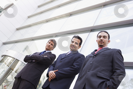 To use this stock image in your creative project, please select the size you need over to the right and click the "Add to Cart" button.
Your downloaded image will come with the Cutcaster watermark removed so don’t worry about the watermark you see on this page. Group of businessmen outside office building stock photo, Group of businessment outside modern office building by Monkey Business Images