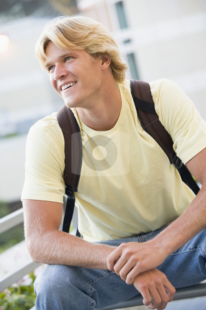 To use this stock image in your creative project, please select the size you need over to the right and click the "Add to Cart" button.
Your downloaded image will come with the Cutcaster watermark removed so don’t worry about the watermark you see on this page. Male student outside wearing rucksack stock photo, Male university student wearing rucksack outside by Monkey Business Images