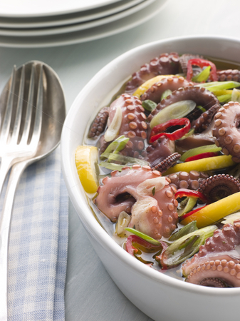 To use this stock image in your creative project, please select the size you need over to the right and click the "Add to Cart" button.
Your downloaded image will come with the Cutcaster watermark removed so don’t worry about the watermark you see on this page. Marinated Baby Octopus Salad with Chilli stock photo, Bowl of Marinated Baby Octopus Salad with Chilli by Monkey Business Images