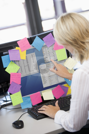 To use this stock image in your creative project, please select the size you need over to the right and click the "Add to Cart" button.
Your downloaded image will come with the Cutcaster watermark removed so don’t worry about the watermark you see on this page. Businesswoman in office pointing at monitor with notes on it stock photo, by Monkey Business Images