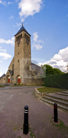 To use this stock image in your creative project, please select the size you need over to the right and click the "Add to Cart" button.
Your downloaded image will come with the Cutcaster watermark removed so don’t worry about the watermark you see on this page. Sand stone church stock photo, Medieval sandstone church with blue cloudy sky by Karin Claus