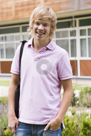 To use this stock image in your creative project, please select the size you need over to the right and click the "Add to Cart" button.
Your downloaded image will come with the Cutcaster watermark removed so don’t worry about the watermark you see on this page. Male college student on campus stock photo, by Monkey Business Images