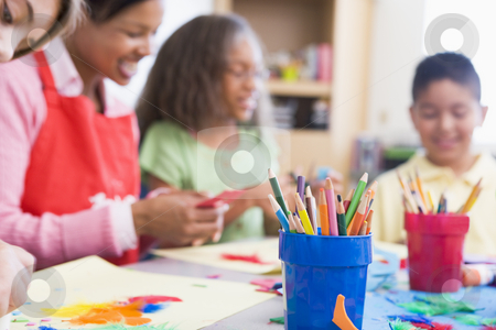 To use this stock image in your creative project, please select the size you need over to the right and click the "Add to Cart" button.
Your downloaded image will come with the Cutcaster watermark removed so don’t worry about the watermark you see on this page. Elementary school art class stock photo, Elementary school art class selective focus by Monkey Business Images