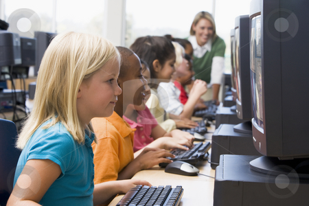 To use this stock image in your creative project, please select the size you need over to the right and click the "Add to Cart" button.
Your downloaded image will come with the Cutcaster watermark removed so don’t worry about the watermark you see on this page. Kindergarten children learning how to use computers. stock photo, by Monkey Business Images
