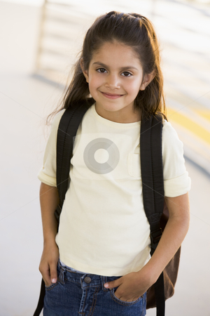 To use this stock image in your creative project, please select the size you need over to the right and click the "Add to Cart" button.
Your downloaded image will come with the Cutcaster watermark removed so don’t worry about the watermark you see on this page. Portrait of kindergarten girl with backpack stock photo, by Monkey Business Images
