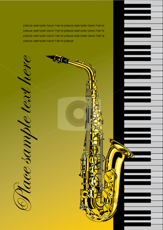 To use this stock image in your creative project, please select the size you need over to the right and click the "Add to Cart" button.
Your downloaded image will come with the Cutcaster watermark removed so don’t worry about the watermark you see on this page. Piano with saxophone stock vector clipart, Piano with saxophone vector illustration for folder or cover by Leonid Dorfman