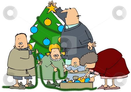 To use this stock image in your creative project, please select the size you need over to the right and click the "Add to Cart" button.
Your downloaded image will come with the Cutcaster watermark removed so don’t worry about the watermark you see on this page. Family Tree Decorating stock photo, This illustration depicts a family decorating a Christmas tree. by Dennis Cox
