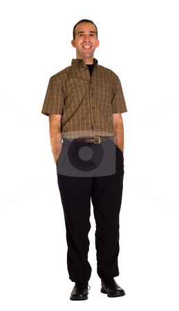 To use this stock image in your creative project, please select the size you need over to the right and click the "Add to Cart" button.
Your downloaded image will come with the Cutcaster watermark removed so don’t worry about the watermark you see on this page. Happy Man stock photo, Full body view of a happy businessman, isolated against a white background by Richard Nelson
