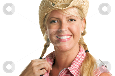 To use this stock image in your creative project, please select the size you need over to the right and click the "Add to Cart" button.
Your downloaded image will come with the Cutcaster watermark removed so don’t worry about the watermark you see on this page. Attractive Blond with Cowboy Hat stock photo, Attractive Blond with Cowboy Hat Isolated on a White Background. by Andy Dean