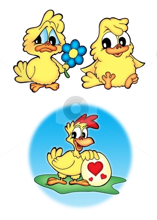 To use this stock image in your creative project, please select the size you need over to the right and click the "Add to Cart" button.
Your downloaded image will come with the Cutcaster watermark removed so don’t worry about the watermark you see on this page. Cute chickens stock photo, Three cute chickens - color illustration. by Klara Viskova