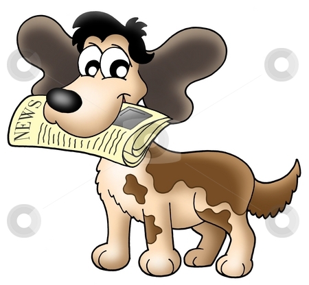 To use this stock image in your creative project, please select the size you need over to the right and click the "Add to Cart" button.
Your downloaded image will come with the Cutcaster watermark removed so don’t worry about the watermark you see on this page. Dog with news stock photo, Color illustration of dog with newspaper. by Klara Viskova
