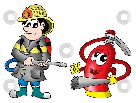 To use this stock image in your creative project, please select the size you need over to the right and click the "Add to Cart" button.
Your downloaded image will come with the Cutcaster watermark removed so don’t worry about the watermark you see on this page. Fireman and fire extinguisher stock photo, Fireman and fire extinguisher - color illustration. by Klara Viskova