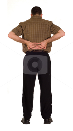 To use this stock image in your creative project, please select the size you need over to the right and click the "Add to Cart" button.
Your downloaded image will come with the Cutcaster watermark removed so don’t worry about the watermark you see on this page. Back Pain stock photo, Full body view of a man suddering from back pain, isolated against a white background by Richard Nelson