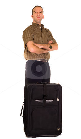 To use this stock image in your creative project, please select the size you need over to the right and click the "Add to Cart" button.
Your downloaded image will come with the Cutcaster watermark removed so don’t worry about the watermark you see on this page. Impatient Man stock photo, An impatient man waiting for something with his luggage, isolated against a white background by Richard Nelson