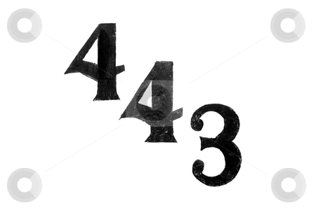 To use this stock image in your creative project, please select the size you need over to the right and click the "Add to Cart" button.
Your downloaded image will come with the Cutcaster watermark removed so don’t worry about the watermark you see on this page. Four four three stock photo, The number 443 in black on white background by Henrik Lehnerer