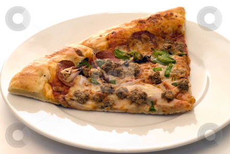 To use this stock image in your creative project, please select the size you need over to the right and click the "Add to Cart" button.
Your downloaded image will come with the Cutcaster watermark removed so don’t worry about the watermark you see on this page. Fresh Pizza stock photo, A couple slices of fresh pizza on a white plate by Richard Nelson