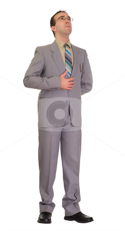 To use this stock image in your creative project, please select the size you need over to the right and click the "Add to Cart" button.
Your downloaded image will come with the Cutcaster watermark removed so don’t worry about the watermark you see on this page. Full-length Portrait stock photo, Full body view of a young businessman standing, isolated against a white background by Richard Nelson
