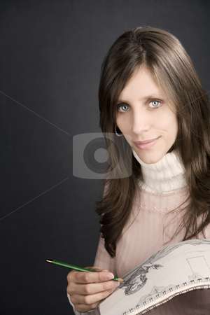 To use this stock image in your creative project, please select the size you need over to the right and click the "Add to Cart" button.
Your downloaded image will come with the Cutcaster watermark removed so don’t worry about the watermark you see on this page. Pretty Artist stock photo, Pretty female artist with pencil and drawing pad by Scott Griessel