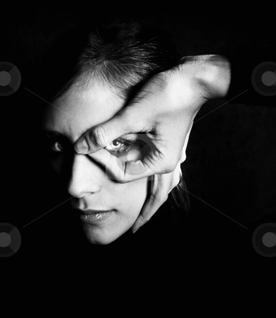 To use this stock image in your creative project, please select the size you need over to the right and click the "Add to Cart" button.
Your downloaded image will come with the Cutcaster watermark removed so don’t worry about the watermark you see on this page. Model with dark makeup circling her eye stock photo, Model wearing dark makeup with hand in front of her eye by Scott Griessel