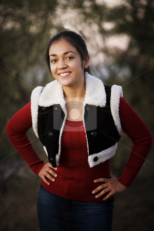 To use this stock image in your creative project, please select the size you need over to the right and click the "Add to Cart" button.
Your downloaded image will come with the Cutcaster watermark removed so don’t worry about the watermark you see on this page. Pretty Hispanic Teenager stock photo, Portrait of pretty Hispanic teenager in outdoor setting by Scott Griessel