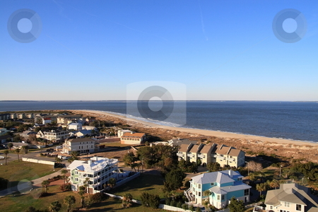 To use this stock image in your creative project, please select the size you need over to the right and click the "Add to Cart" button.
Your downloaded image will come with the Cutcaster watermark removed so don’t worry about the watermark you see on this page. Tybee Island Georgia stock photo, View of Tybee Island from top of light house by Jack Schiffer