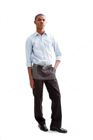 To use this stock image in your creative project, please select the size you need over to the right and click the "Add to Cart" button.
Your downloaded image will come with the Cutcaster watermark removed so don’t worry about the watermark you see on this page. Young business man stock photo, Young African business man standing relaxed and secure with hands in pocket, isolated by Paul Hakimata