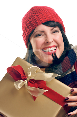 To use this stock image in your creative project, please select the size you need over to the right and click the "Add to Cart" button.
Your downloaded image will come with the Cutcaster watermark removed so don’t worry about the watermark you see on this page. Attractive Woman Holds Gift stock photo, Attractive Woman Holds Holiday Gift Isolated on a White Background. by Andy Dean