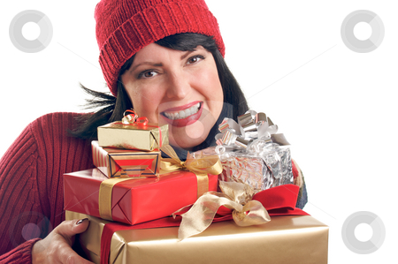 To use this stock image in your creative project, please select the size you need over to the right and click the "Add to Cart" button.
Your downloaded image will come with the Cutcaster watermark removed so don’t worry about the watermark you see on this page. Attractive Woman Holds Gift stock photo, Attractive Woman Holds Holiday Gift Isolated on a White Background. by Andy Dean