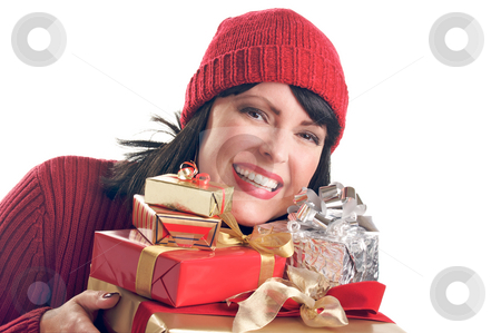 To use this stock image in your creative project, please select the size you need over to the right and click the "Add to Cart" button.
Your downloaded image will come with the Cutcaster watermark removed so don’t worry about the watermark you see on this page. Attractive Woman Holds Gifts stock photo, Attractive Woman Holds Holiday Gift Isolated on a White Background. by Andy Dean