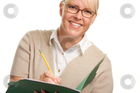 To use this stock image in your creative project, please select the size you need over to the right and click the "Add to Cart" button.
Your downloaded image will come with the Cutcaster watermark removed so don’t worry about the watermark you see on this page. Beautiful Woman with Pencil and Folder stock photo, Beautiful Woman with Pencil and Folder taking notes. by Andy Dean