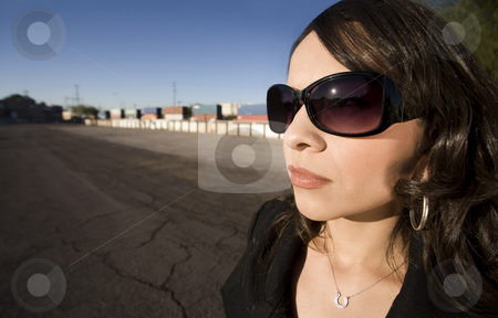 To use this stock image in your creative project, please select the size you need over to the right and click the "Add to Cart" button.
Your downloaded image will come with the Cutcaster watermark removed so don’t worry about the watermark you see on this page. Pretty Hispanic Woman stock photo, Pretty Hispanic woman with dark sunglasses in an urban setting by Scott Griessel