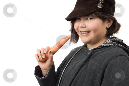 To use this stock image in your creative project, please select the size you need over to the right and click the "Add to Cart" button.
Your downloaded image will come with the Cutcaster watermark removed so don’t worry about the watermark you see on this page. Child Eating Carrot stock photo, A young girl eating a carrot, isolated against a white background by Richard Nelson