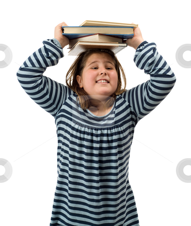 To use this stock image in your creative project, please select the size you need over to the right and click the "Add to Cart" button.
Your downloaded image will come with the Cutcaster watermark removed so don’t worry about the watermark you see on this page. School Stress stock photo, Young girl with a heavy workload from school, isolated against a white background by Richard Nelson