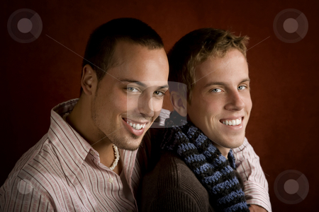 To use this stock image in your creative project, please select the size you need over to the right and click the "Add to Cart" button.
Your downloaded image will come with the Cutcaster watermark removed so don’t worry about the watermark you see on this page. Two Young Men stock photo, Portrait of two young men embracing in studio by Scott Griessel