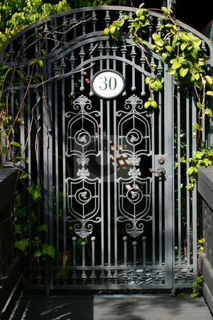 To use this stock image in your creative project, please select the size you need over to the right and click the "Add to Cart" button.
Your downloaded image will come with the Cutcaster watermark removed so don’t worry about the watermark you see on this page. Door 30 stock photo, Iron door with the number 30 and some green by Henrik Lehnerer