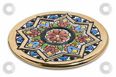 To use this stock image in your creative project, please select the size you need over to the right and click the "Add to Cart" button.
Your downloaded image will come with the Cutcaster watermark removed so don’t worry about the watermark you see on this page. Painted plate stock photo, Handmade coloured pottery painted in gold and brilliant colors by Massimiliano Leban