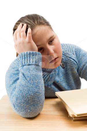 To use this stock image in your creative project, please select the size you need over to the right and click the "Add to Cart" button.
Your downloaded image will come with the Cutcaster watermark removed so don’t worry about the watermark you see on this page. Tired Of Reading stock photo, A young girl looks tired and is supporting her head with her hand by Richard Nelson