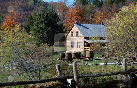 To use this stock image in your creative project, please select the size you need over to the right and click the "Add to Cart" button.
Your downloaded image will come with the Cutcaster watermark removed so don’t worry about the watermark you see on this page. Traditional Farm stock photo, Picture of an old farm in a beautiful autumn's landscape by Alain Turgeon