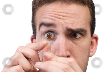 To use this stock image in your creative project, please select the size you need over to the right and click the "Add to Cart" button.
Your downloaded image will come with the Cutcaster watermark removed so don’t worry about the watermark you see on this page. Man Threading A Needle stock photo, Closeup view of a man threading a needle, isolated against a white background by Richard Nelson