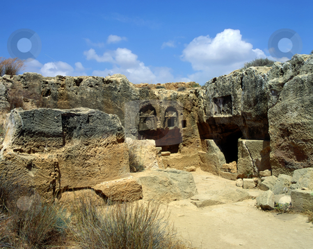 To use this stock image in your creative project, please select the size you need over to the right and click the "Add to Cart" button.
Your downloaded image will come with the Cutcaster watermark removed so don’t worry about the watermark you see on this page. Tombs of the Kings stock photo, The burial caves of the Tombs of the Kings near Paphos, Cyprus. They are carved into the bedrock of the hill and decorated with Doric columns and capitals; they date from the 4th century BC by Paul Phillips