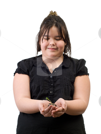 To use this stock image in your creative project, please select the size you need over to the right and click the "Add to Cart" button.
Your downloaded image will come with the Cutcaster watermark removed so don’t worry about the watermark you see on this page. Girl Holding Sapling stock photo, A young girl holding a tiny sapling, isolated against a white background by Richard Nelson