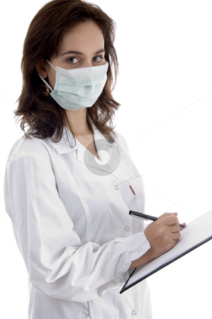 To use this stock image in your creative project, please select the size you need over to the right and click the "Add to Cart" button.
Your downloaded image will come with the Cutcaster watermark removed so don’t worry about the watermark you see on this page. Professional lady doctor note down medical prescription stock photo, Professional lady doctor note down medical prescription against white background by Imagery Majestic