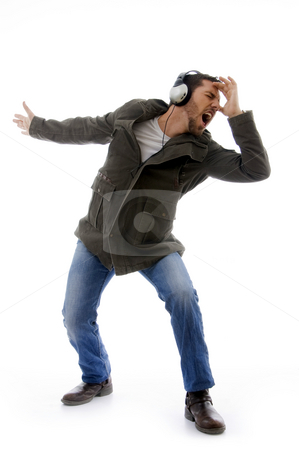 To use this stock image in your creative project, please select the size you need over to the right and click the "Add to Cart" button.
Your downloaded image will come with the Cutcaster watermark removed so don’t worry about the watermark you see on this page. Man listening to music stock photo, Man listening to music on an isolated white background by Imagery Majestic