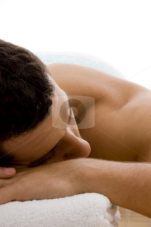 To use this stock image in your creative project, please select the size you need over to the right and click the "Add to Cart" button.
Your downloaded image will come with the Cutcaster watermark removed so don’t worry about the watermark you see on this page. Front view of man in spa resort on mat stock photo, Front view of man in spa resort on mat by Imagery Majestic